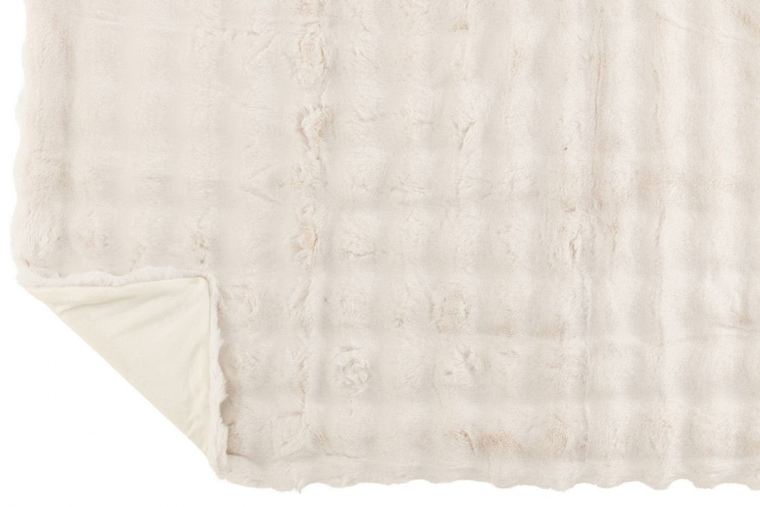 Plaid Wave Polyester Wit 130x180cm - Poef - J-Line - livinglovely.nl