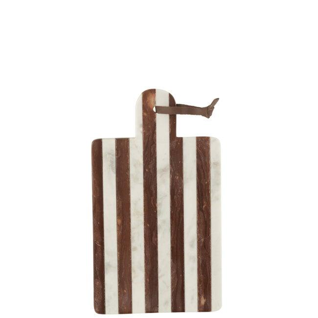Plank Rechthoekig Streep Marmer Wit/Bruin Small - Serveerplank - J-Line - livinglovely.nl