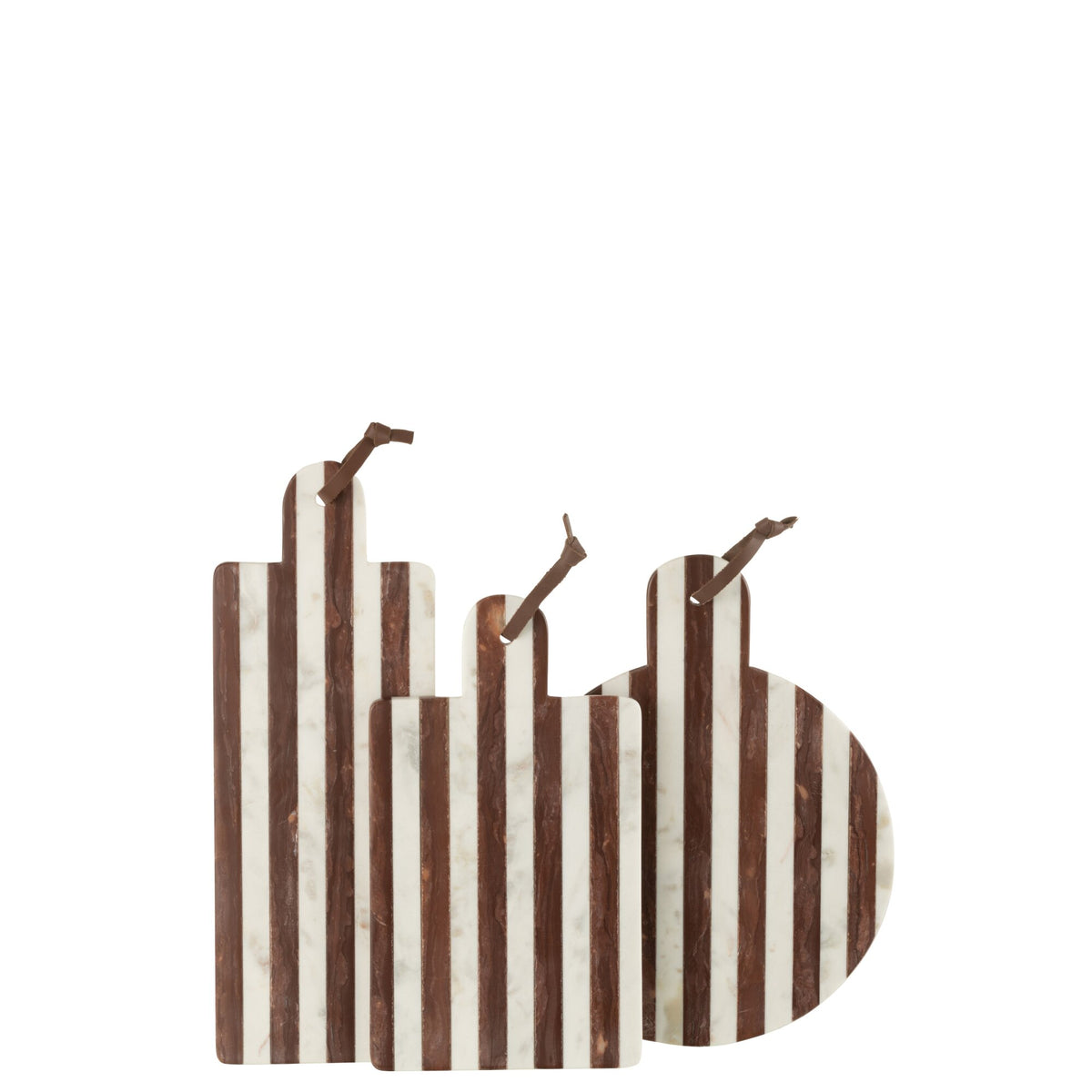 Plank Rond Streep Marmer Wit/Bruin 46x31x2cm J-line