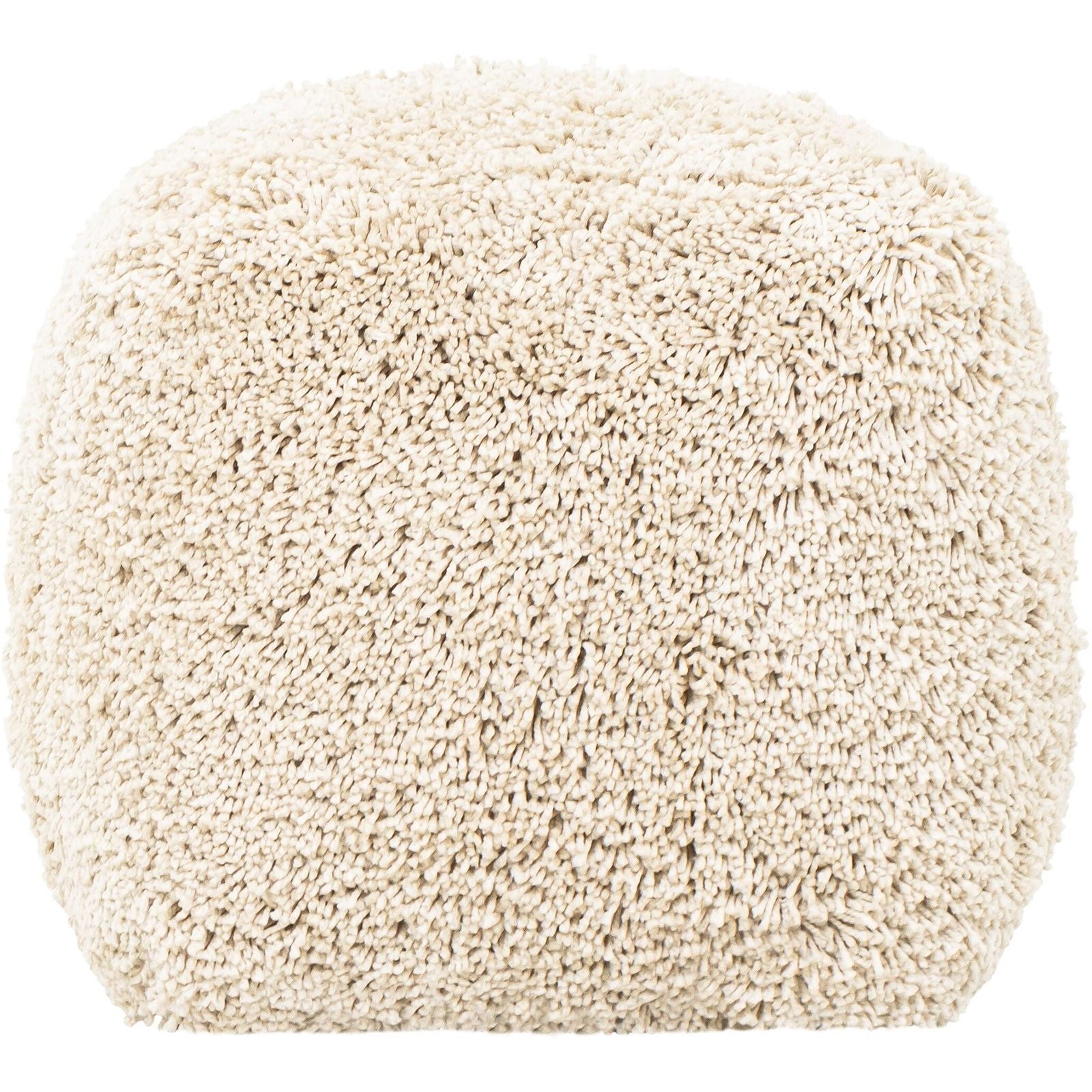 Detailfoto van Poef Celeste Beige van MUST Living met zichtbare structuur van het materiaal