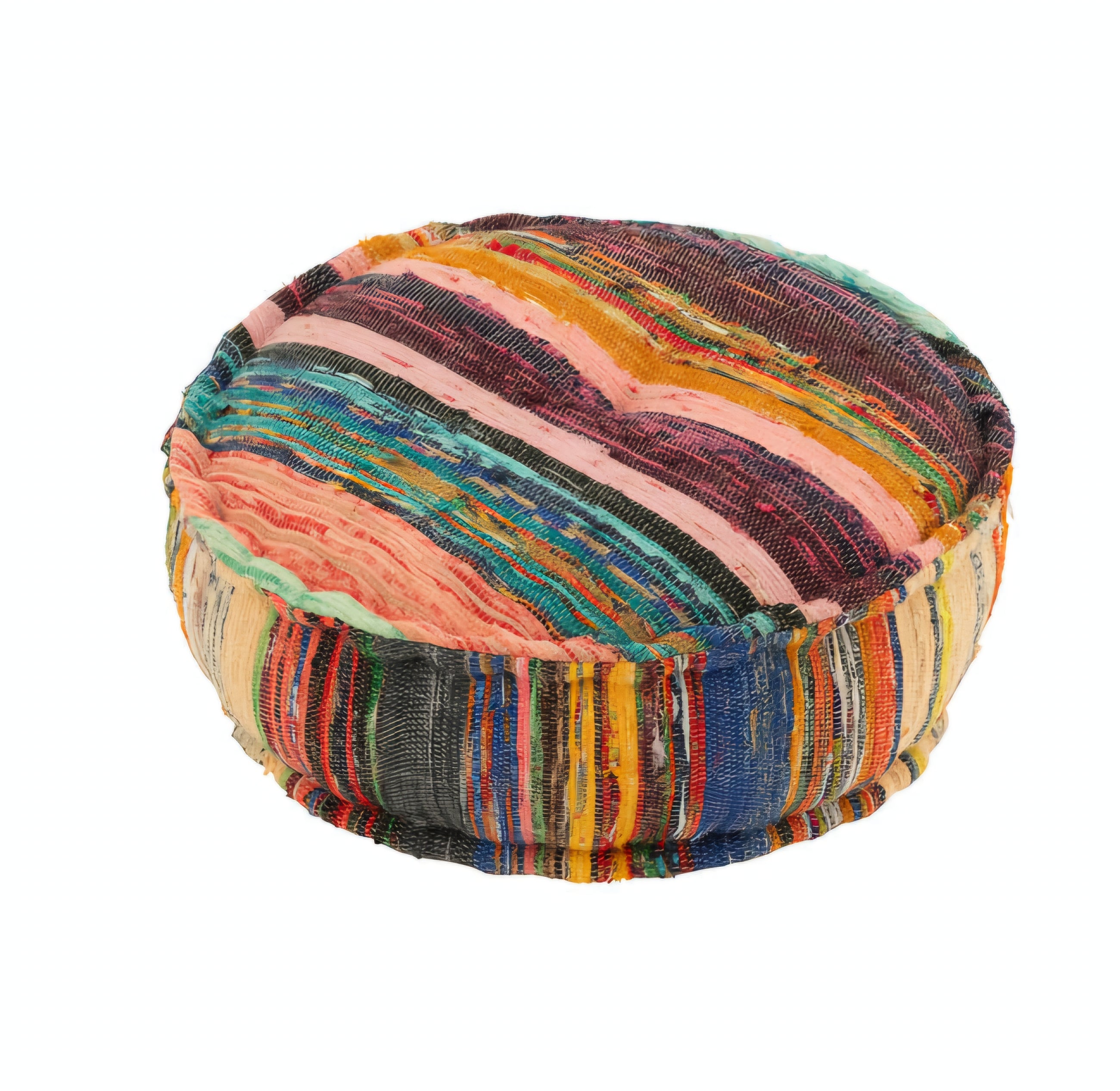 Poef Chindi Rond Katoen/Polyester Mix - Poef - J-Line - livinglovely.nl