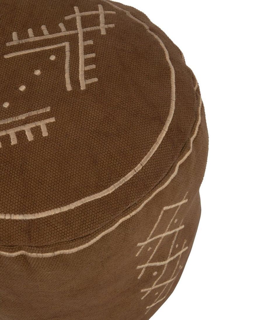 Poef Cilinder Etnisch Patronen Katoen Bruin - Poef - J-Line - livinglovely.nl