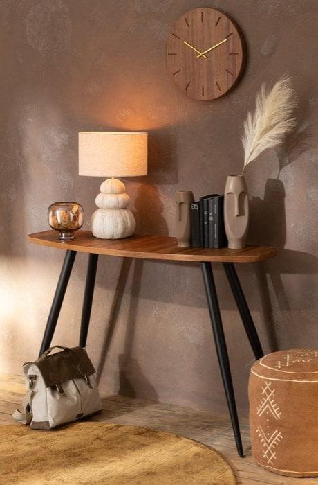 Poef Cilinder Etnisch Patronen Katoen Bruin - Poef - J-Line - livinglovely.nl