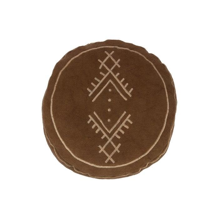 Poef Cilinder Etnisch Patronen Katoen Bruin - Poef - J-Line - livinglovely.nl