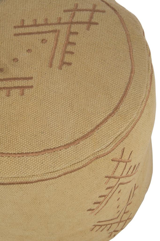 Poef Cilinder Etnisch Patronen Katoen Zand - Poef - J-Line - livinglovely.nl