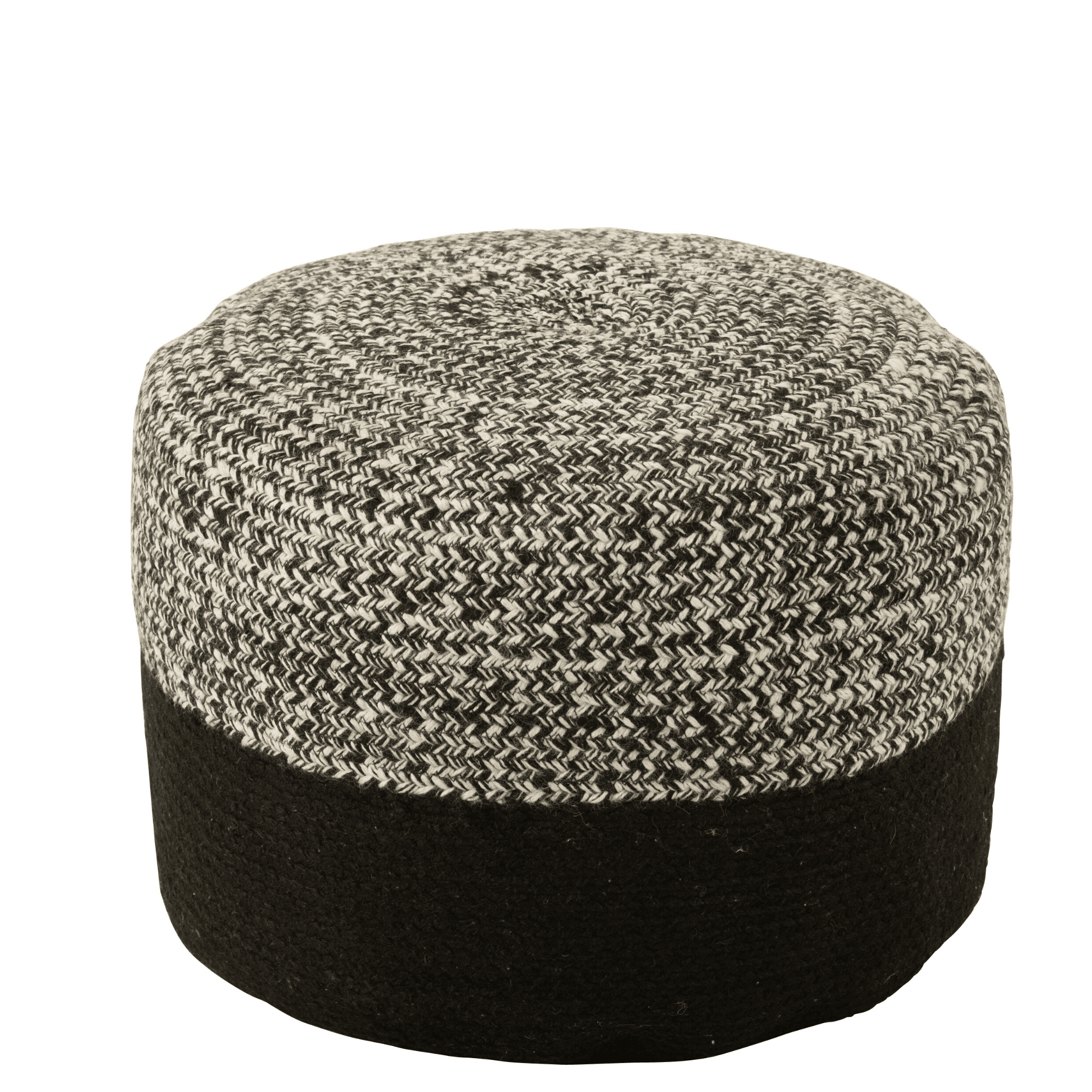 Poef Miami Outdoor Streep Zwart/Wit - J-Line - Poef - J-Line - livinglovely.nl