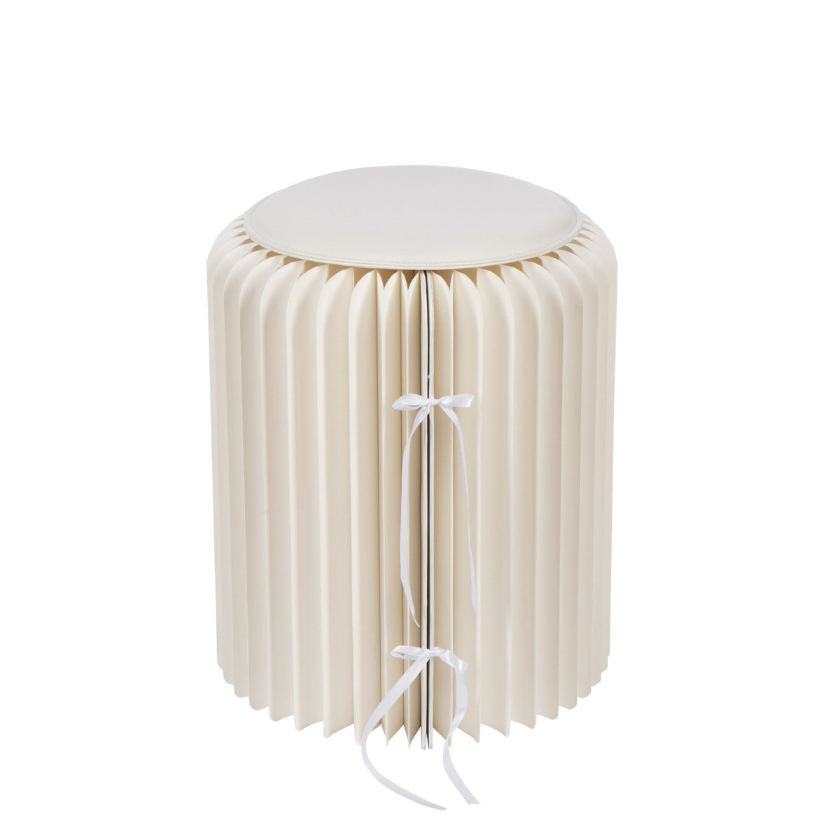 Poef Vouwbaar Papier Gebroken Wit Dia 36cmxh42cm J-Line - Poef - J-Line - livinglovely.nl