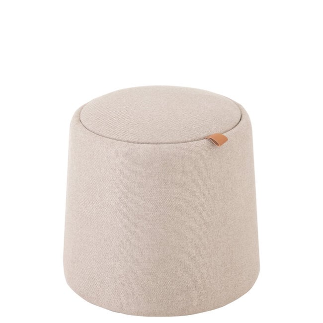 Poef/Bijzettafel Rond Textiel/Hout Beige - Poef - J-Line - livinglovely.nl