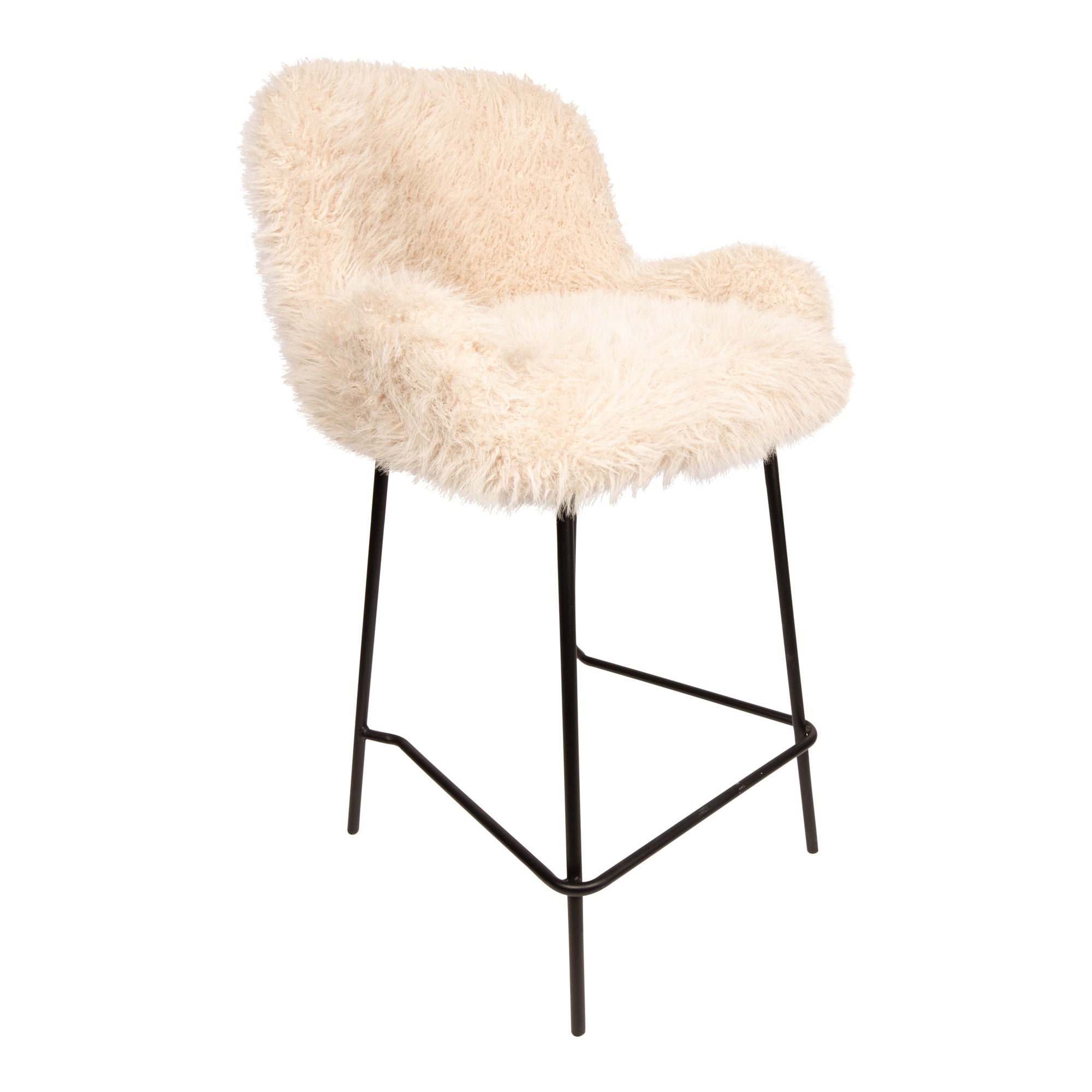 PTMD Leander Bar Chair Hair Beige - Barkruk - PTMD - livinglovely.nl