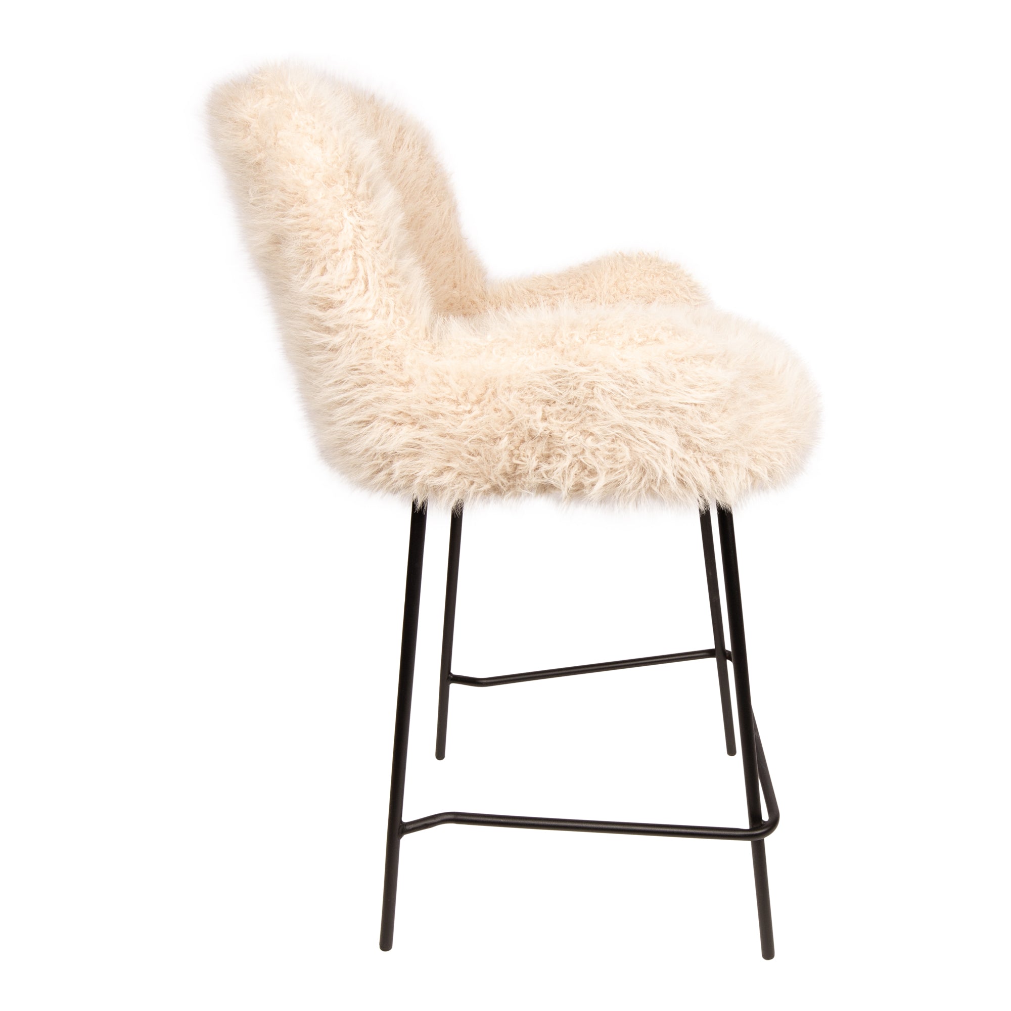 PTMD Leander Bar Chair Hair Beige - Barkruk - PTMD - livinglovely.nl