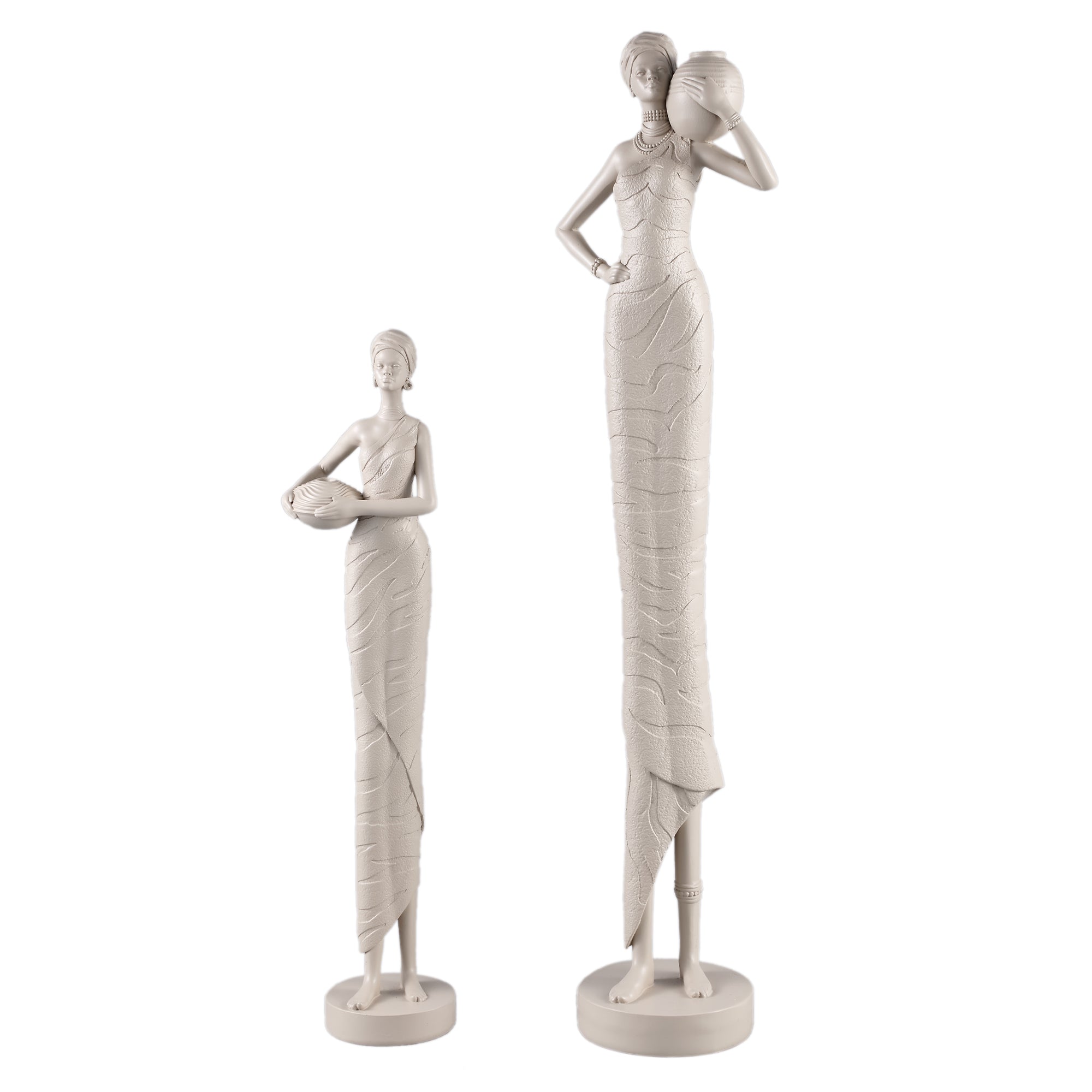 Rafah Clay Poly Woman Statue Holding Pot Shoulder PTMD - Beeld - PTMD - livinglovely.nl