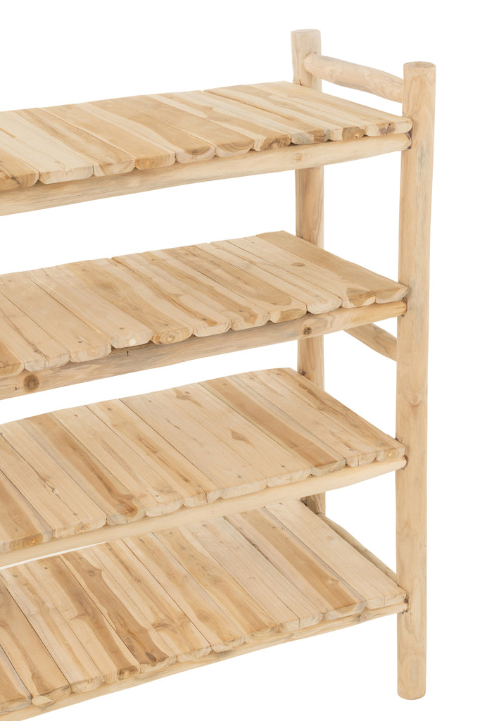 Rek Ranch Teak Hout Naturel - Rek - J-Line - livinglovely.nl