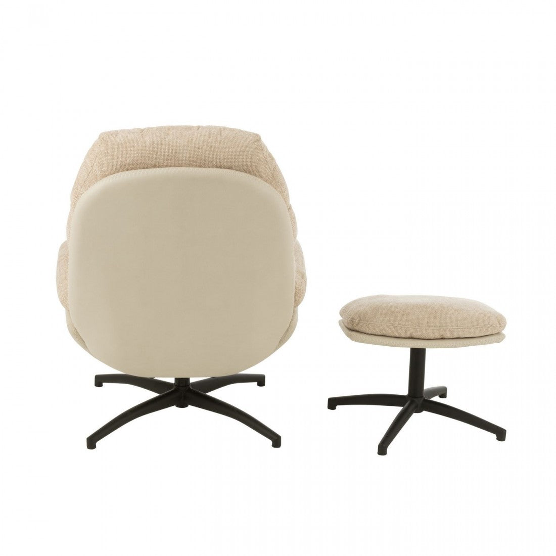 Relax Stoel + Voetbank Metaal/Multiplex Grijs/Zwart - Fauteuil - J-Line - livinglovely.nl