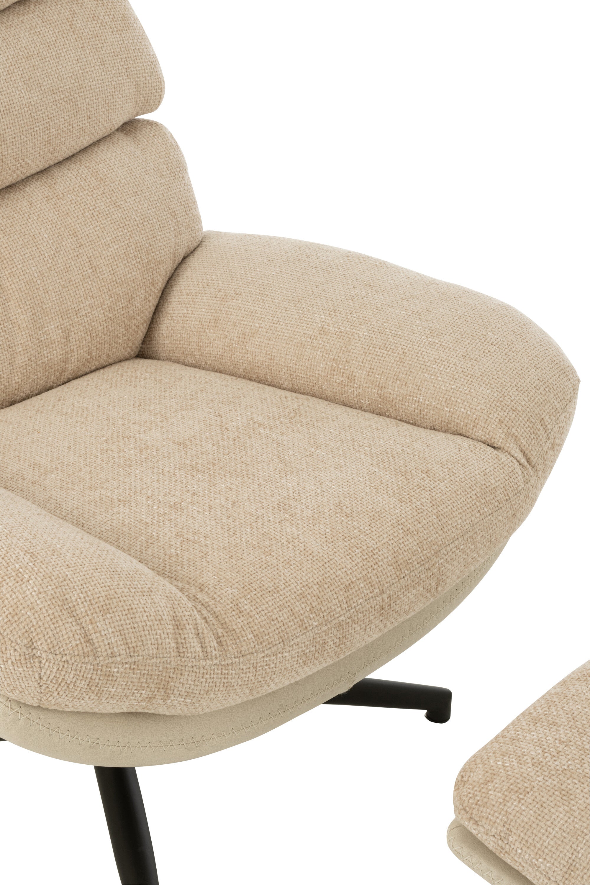 Relax Stoel + Voetbank Metaal/Multiplex Grijs/Zwart - Fauteuil - J-Line - livinglovely.nl