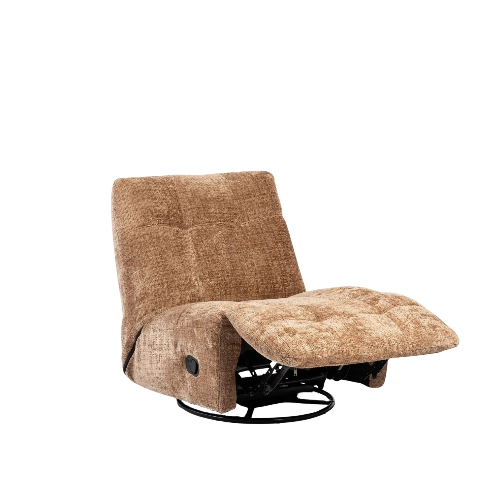 Relaxfauteuil Chill Cinnamon van Starfurn, zwarte hendel voor de handmatige relaxfunctie