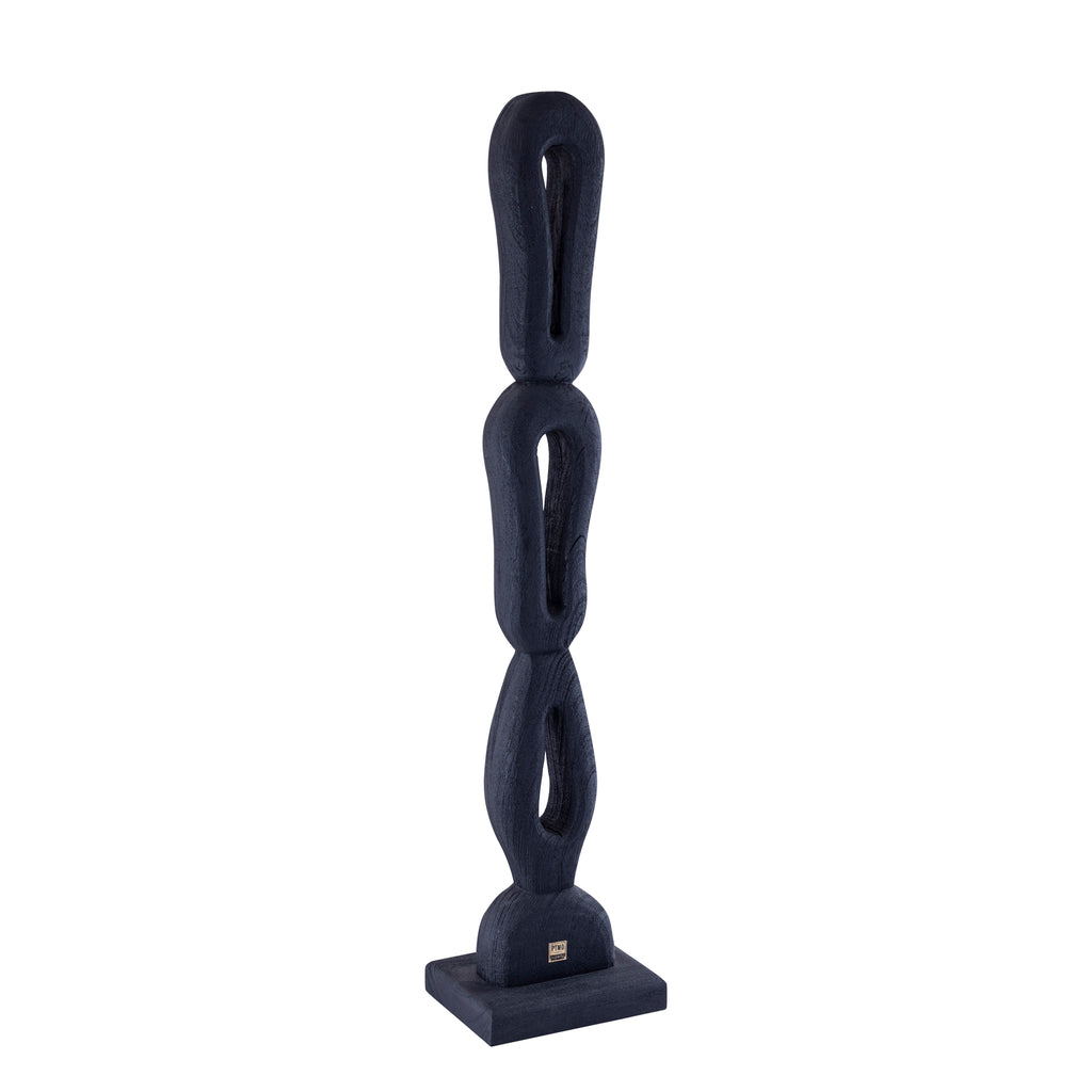Rhyce Black mango wood statue open figure L PTMD - Beeld - PTMD - livinglovely.nl