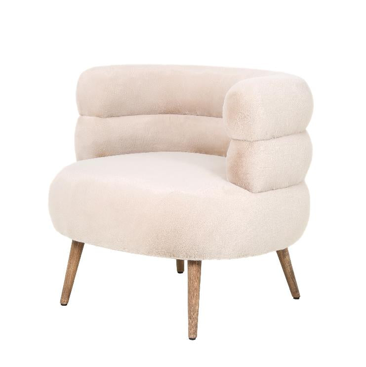 Nelly Beige Fabric Fur Fauteuil PTMD
