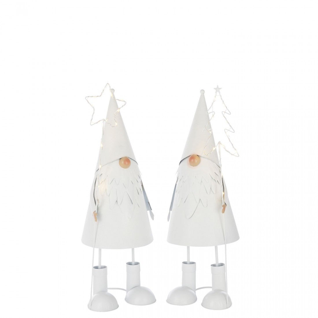 Kerstman Led Ster + Boom Metaal Wit Large Set van 2 J-Line