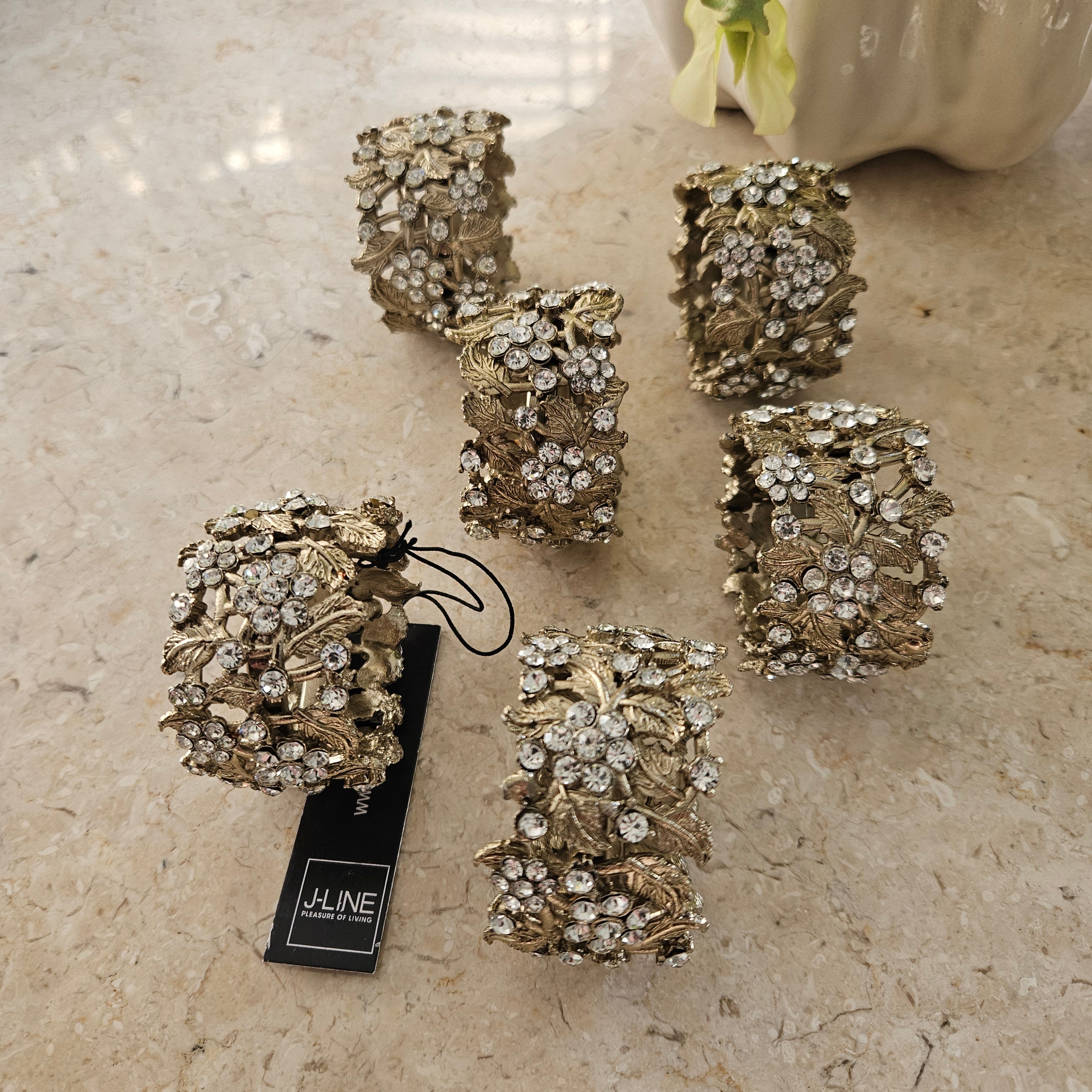 Doos 6 Servetring Breed Metaal Goud J-Line