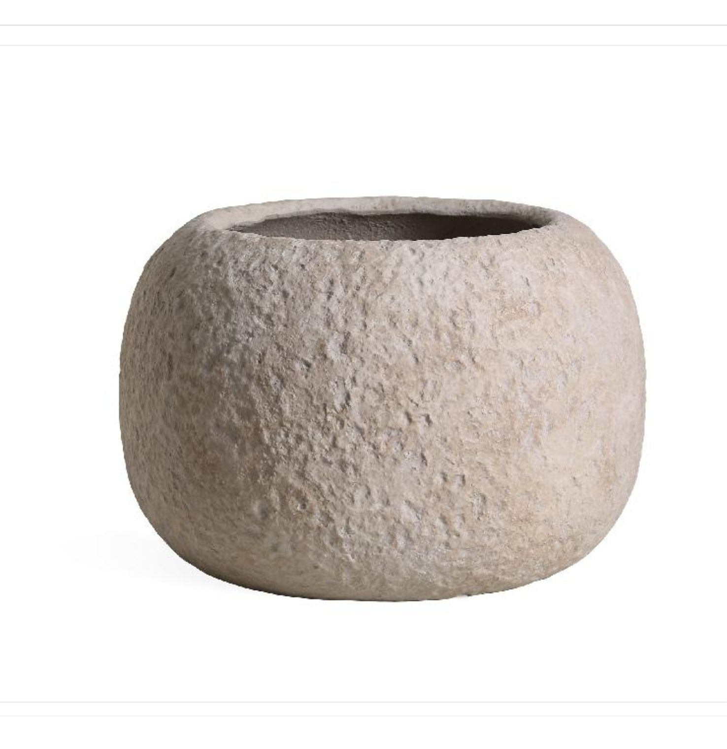 Pot Meleyah Beige Fiber Cement Rock Look Rond Small PTMD