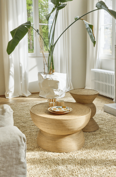 TAMBOU - Salontafel - rotan / bamboe - DIA 70 x H 40 cm - Naturel Pomax