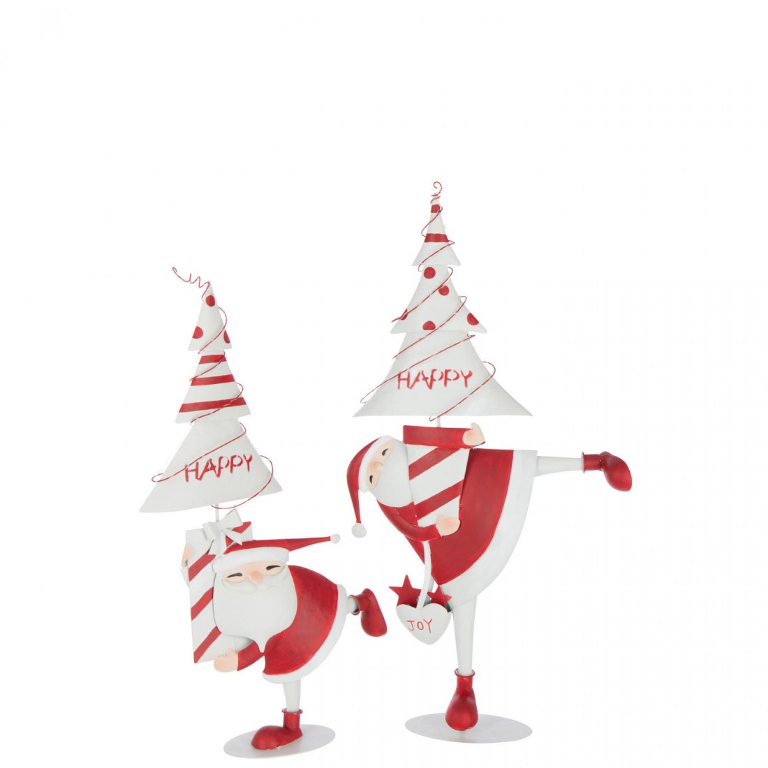 Kerstman Led Boom Ijzer Kerstrood/Wit Small H66cm J-Line