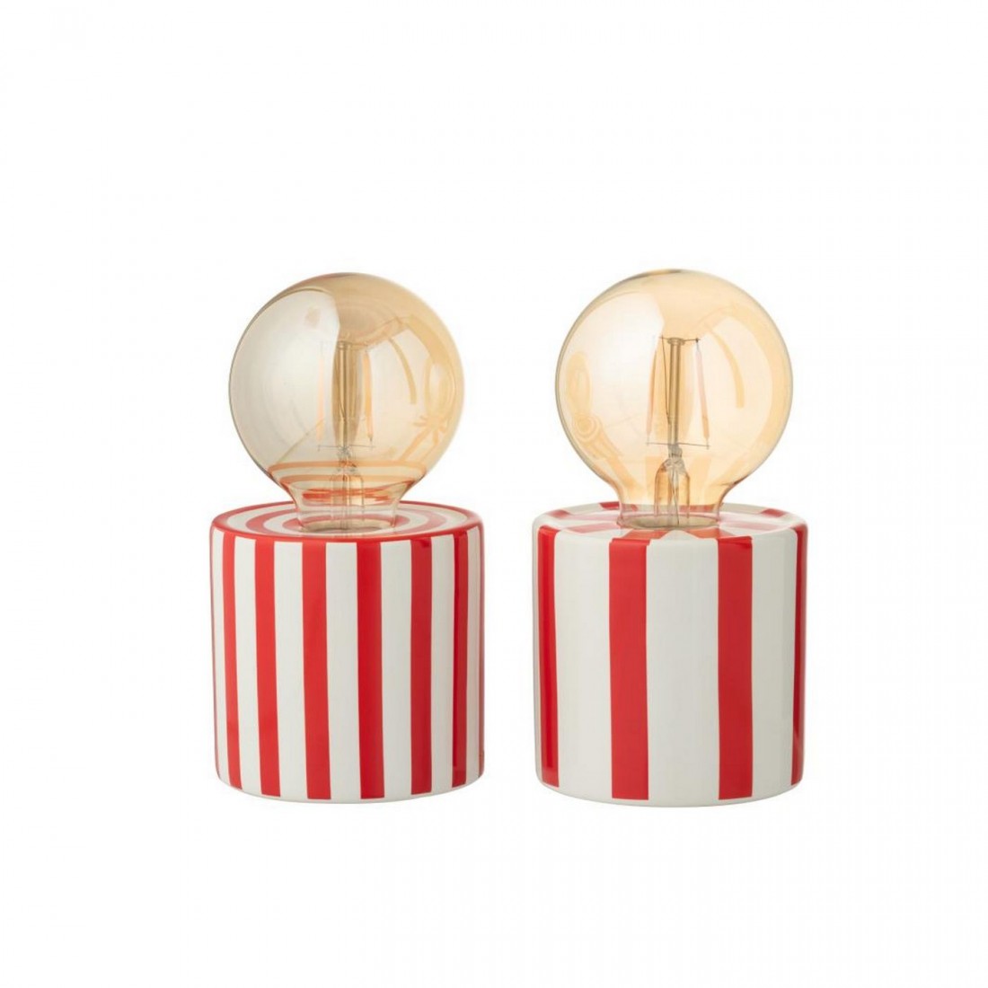 Tafellamp Gestreept Dolomiet Rood/Wit Assortiment Van 2 J-Line