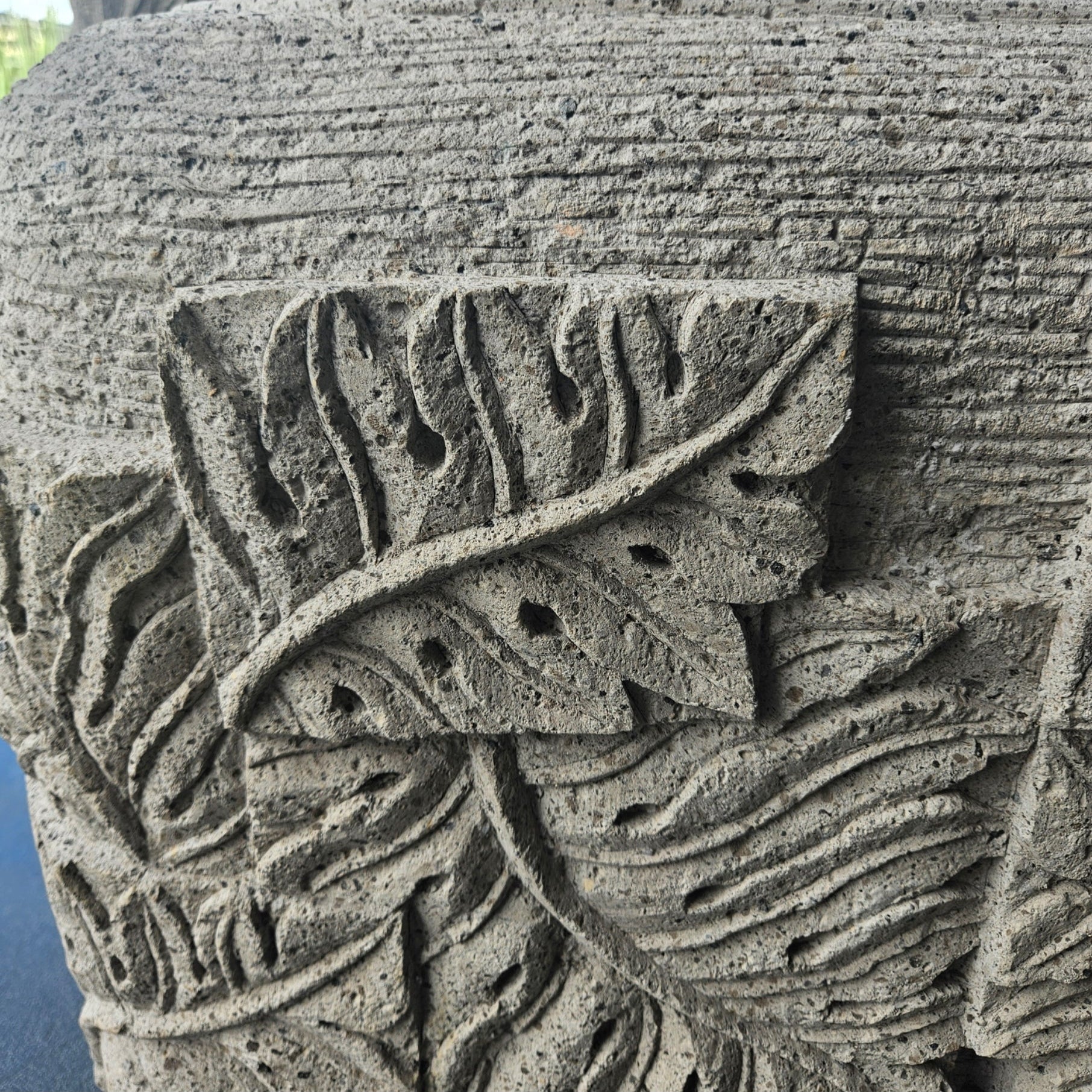 Bloempot Blayd Grijs Cement Palmblad Vierkant Small PTMD