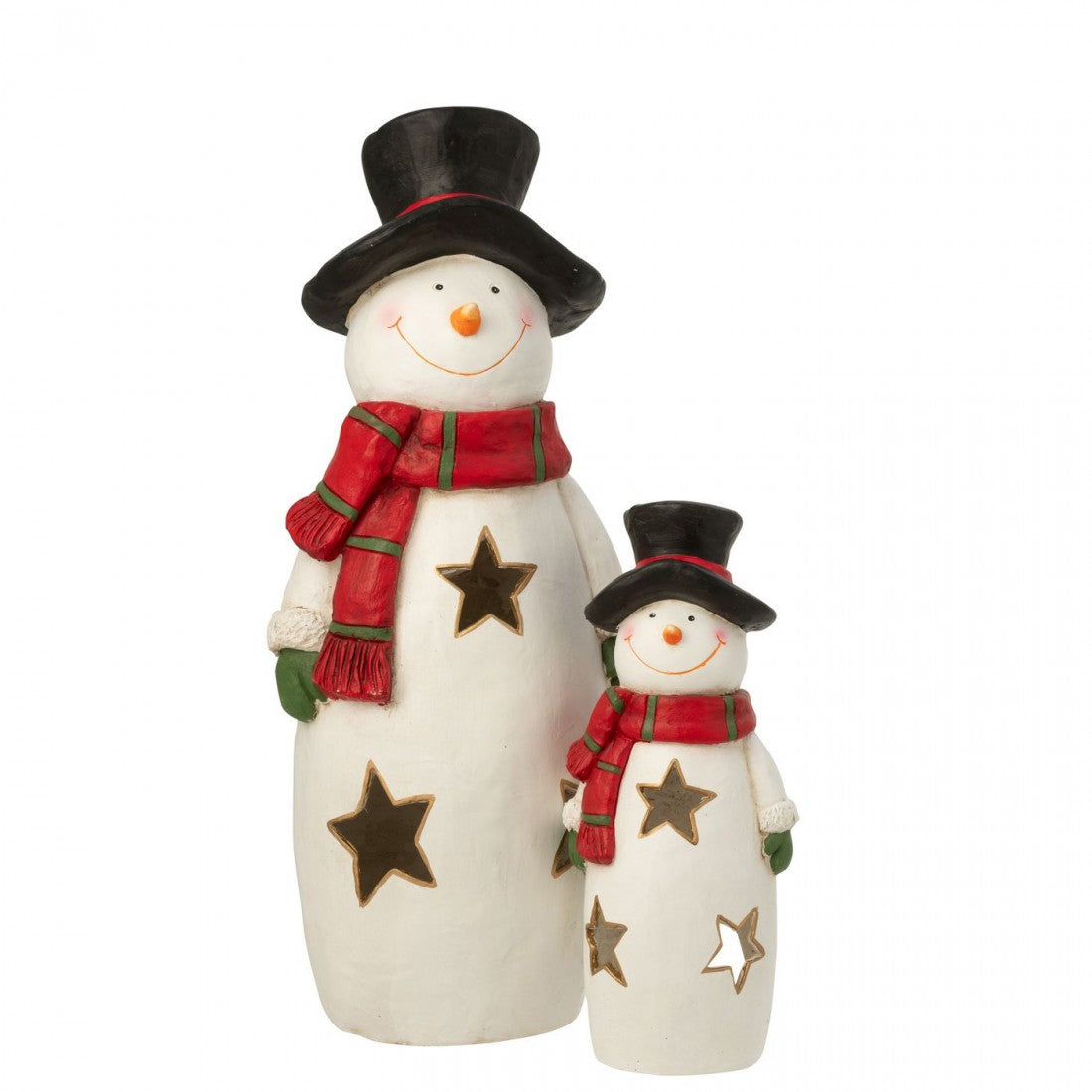 Theelichthouder Sneeuwpop Sjaal + Hoed Magnesium Meerkleurig Large J-Line