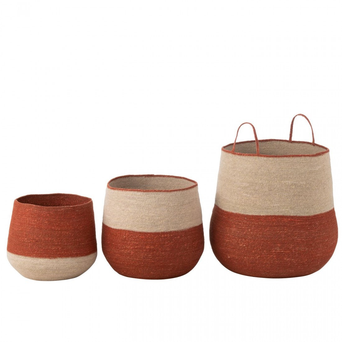 Mand Zeegras Naturel/Terracotta Set van 3 J-Line