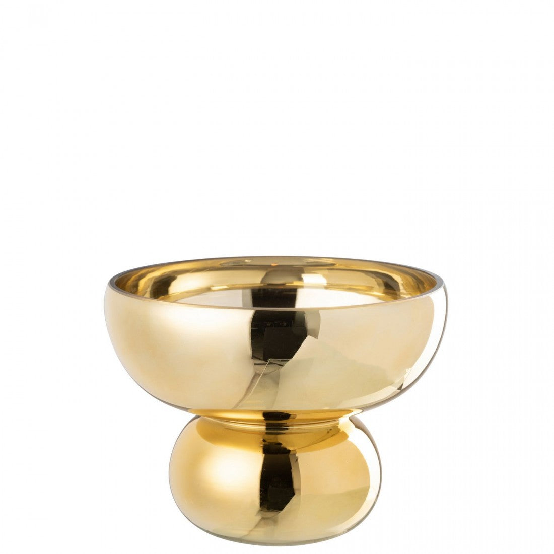 Windlicht Op Voet Afgerond Glas Goud J-Line