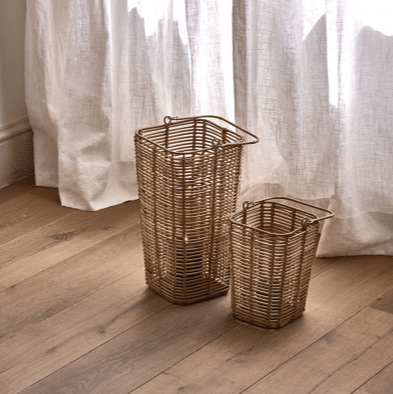 Cube - set/2 Lantaarns - rotan - L 15/18 x W 15/18 x H 23/37 cm - Naturel Pomax