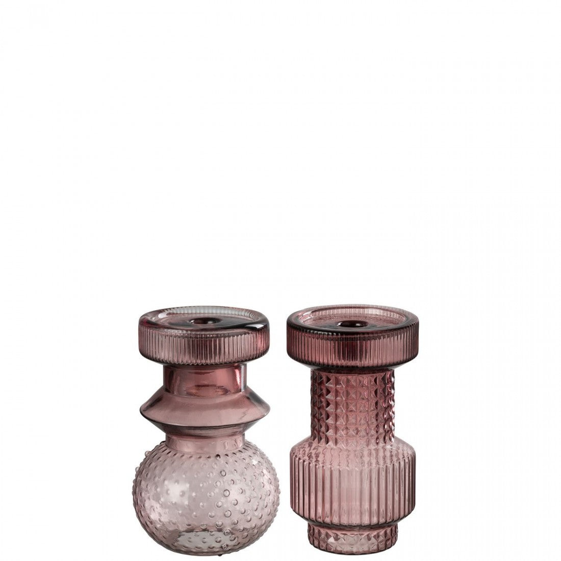 Kaarshouder Geometrisch Glas Rose Set van 2 J-Line