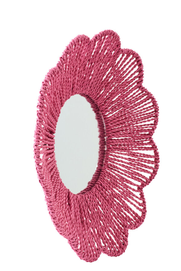 Wandspiegel Raffia Donkerroze J-Line