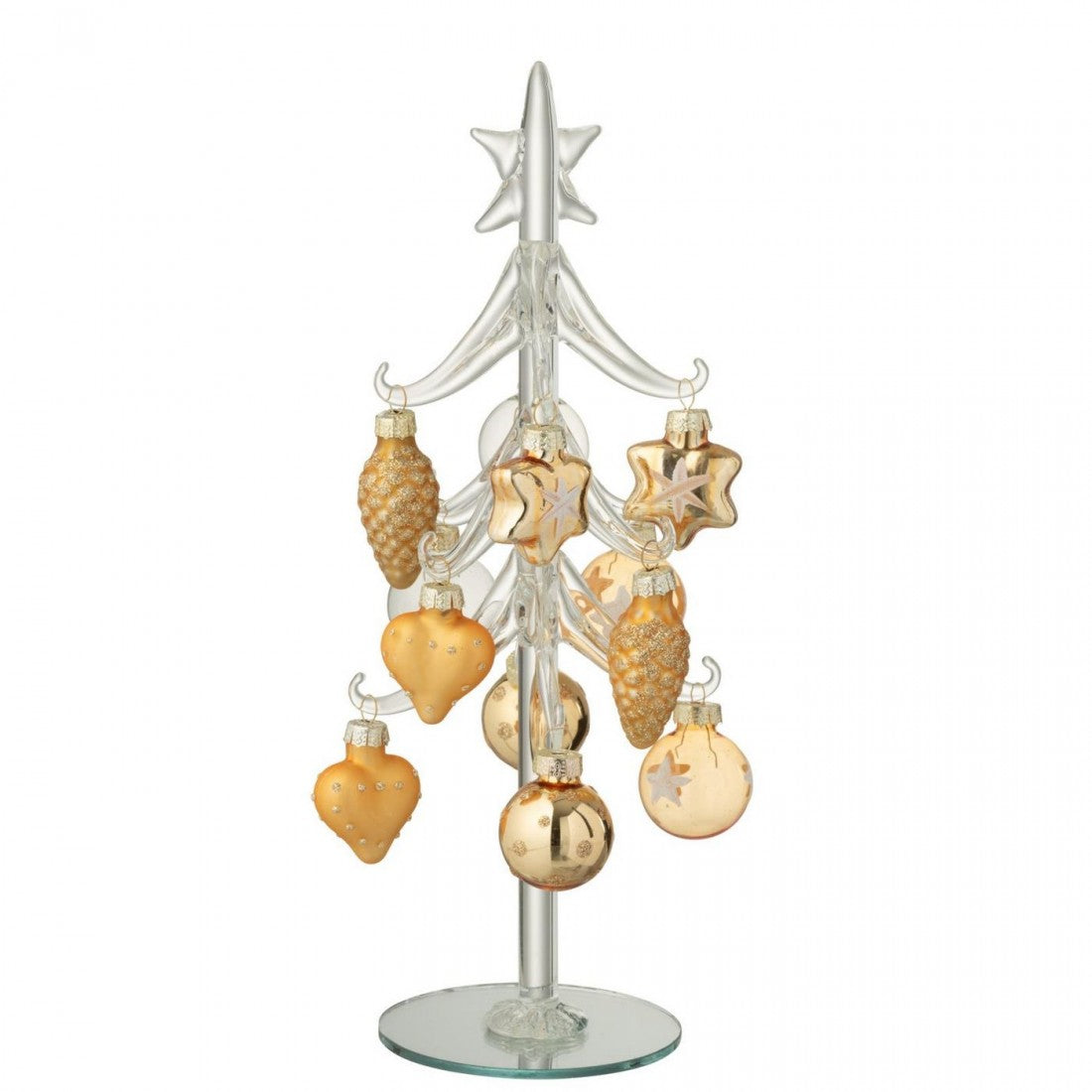 Kerstboom + Ballen Glas Transparant/Goudkleurig J-Line