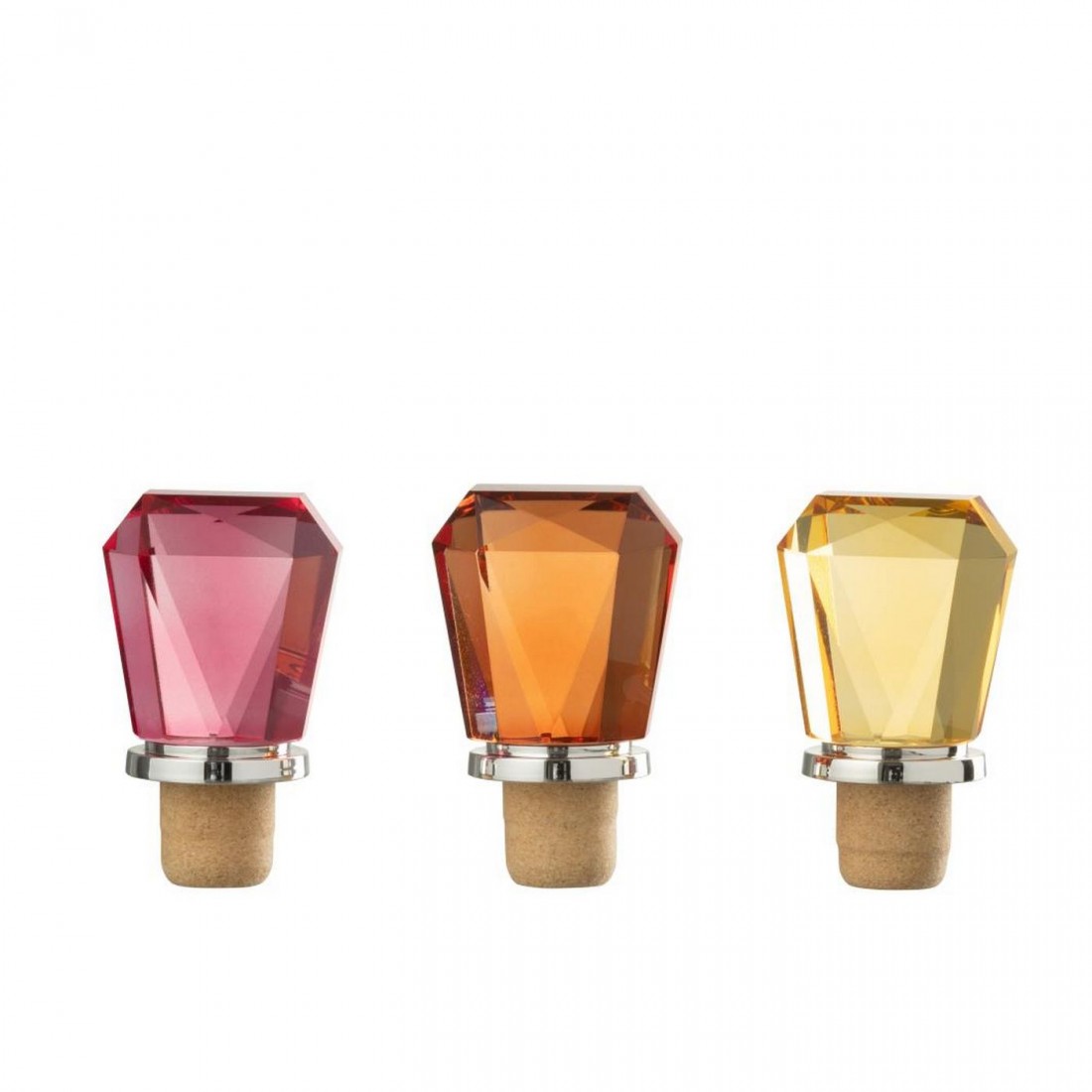 Flessenstop Geometrisch Glas Geel/Oranje Set van 3 J-Line