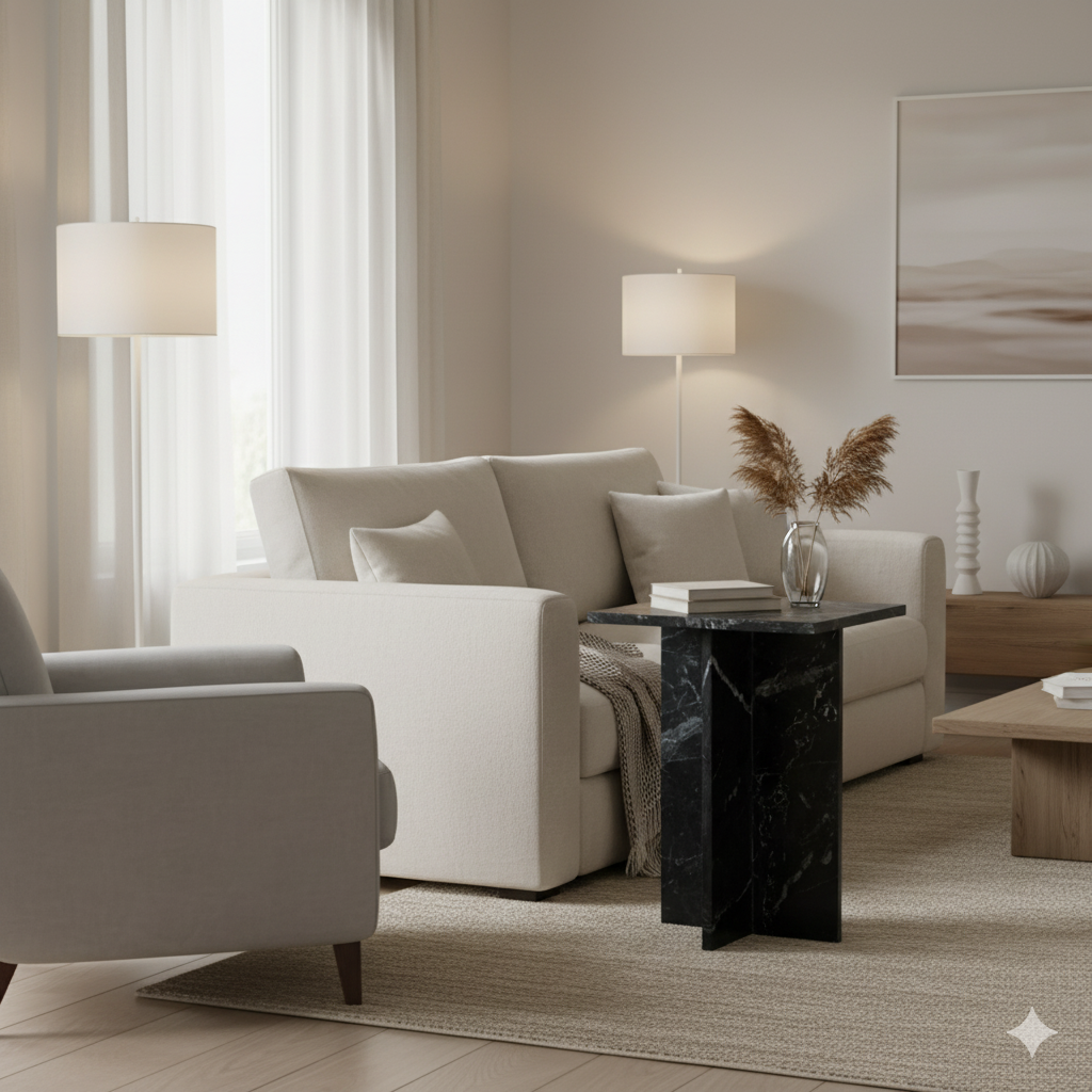 Bijzettafel Shanghai Marmer Zwart Raw Materials