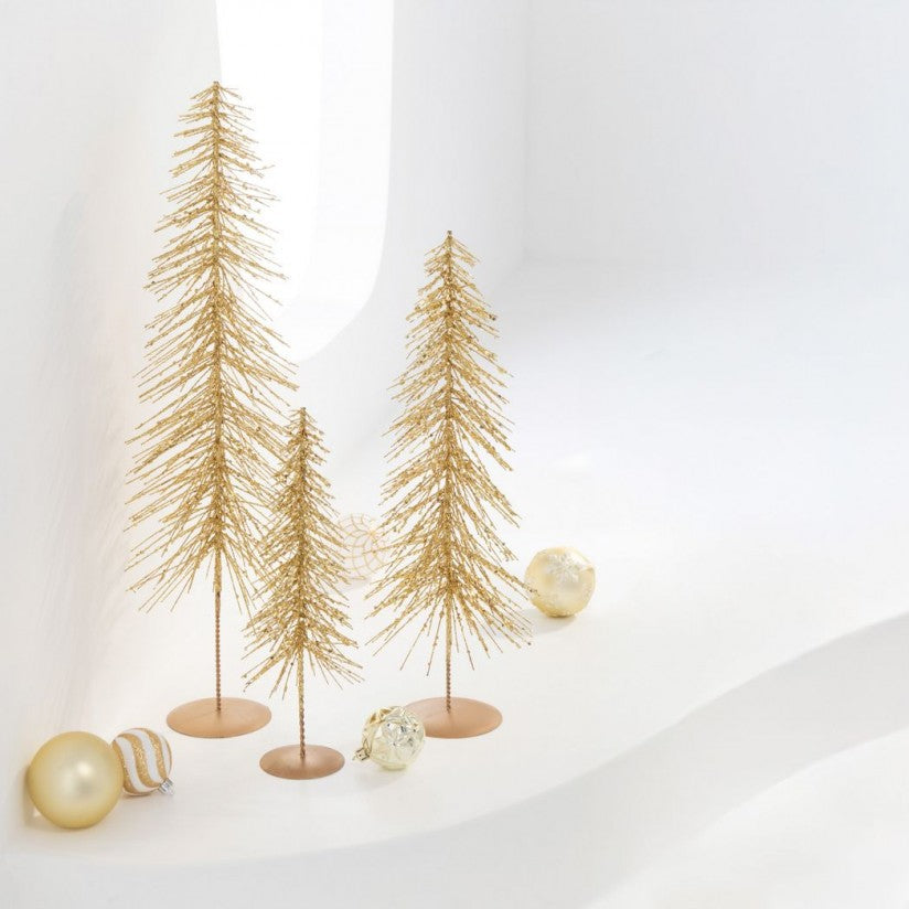 Kerstboom Glitters Plastiek Goudkleurig Set van 3 j-Line
