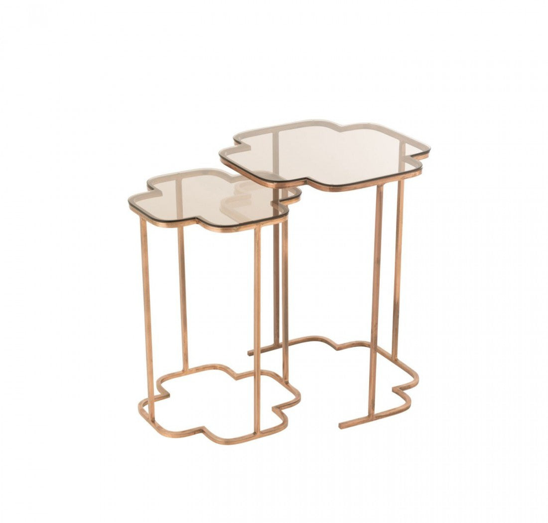 Set Van Twee Bijzettafels Ones Metaal Koper j-line
