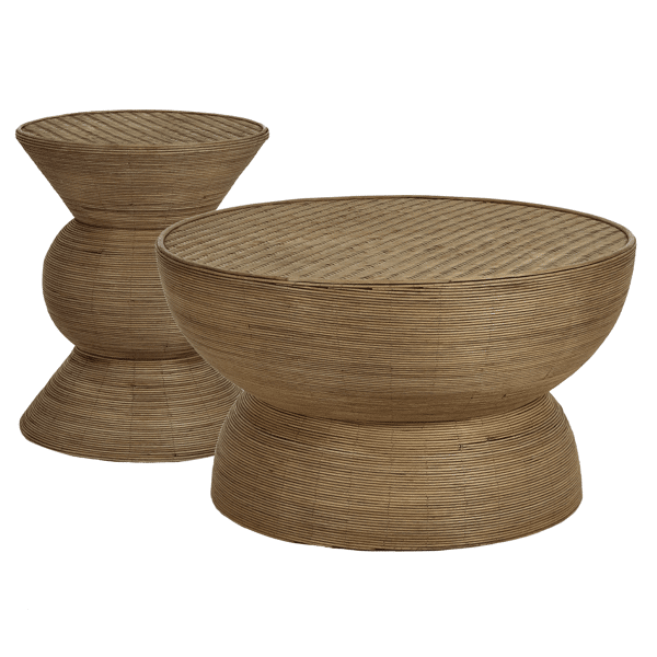 TAMBOU - Salontafel - rotan / bamboe - DIA 70 x H 40 cm - Naturel Pomax