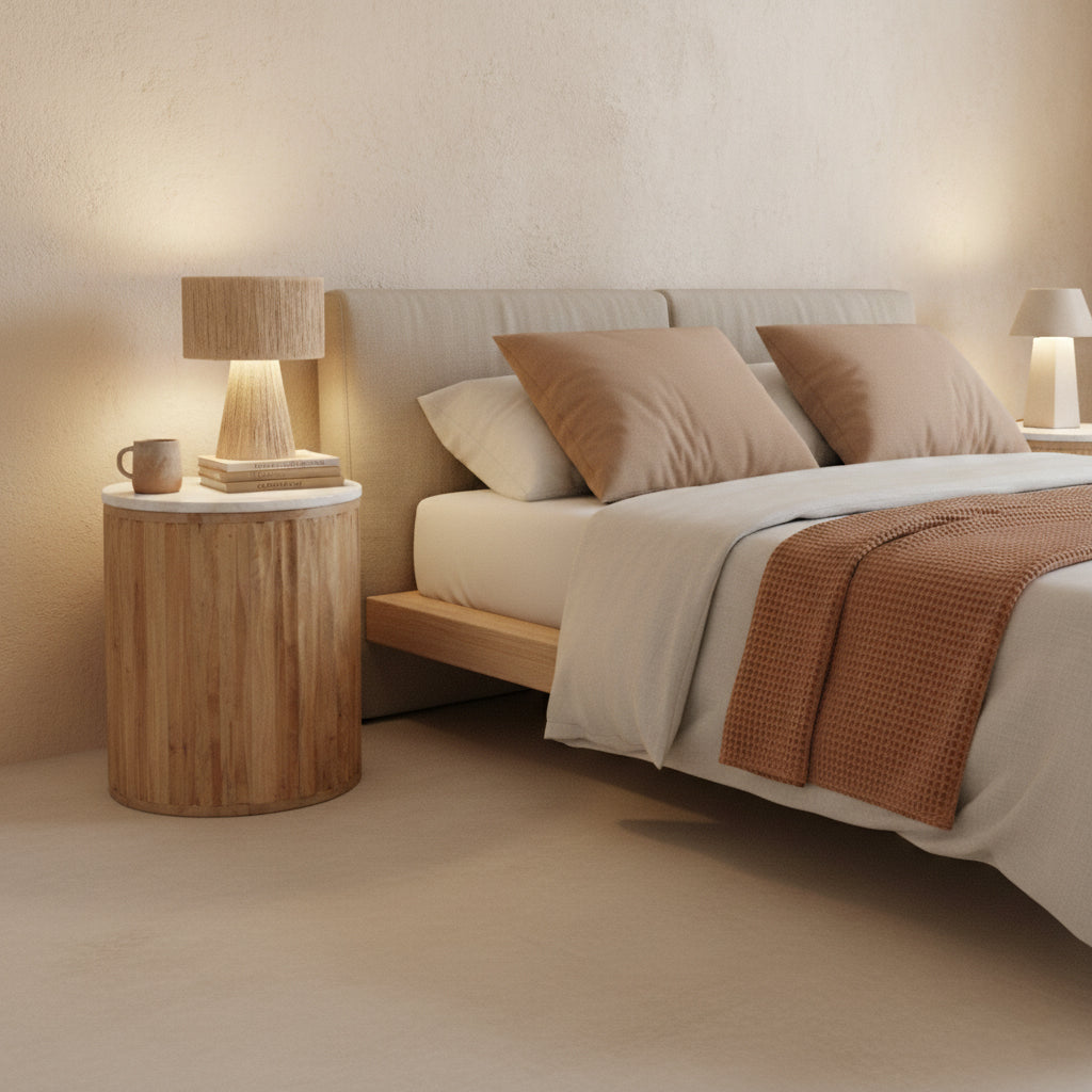 Ronde Bijzettafel Malakka Marmer Wit Raw Materials