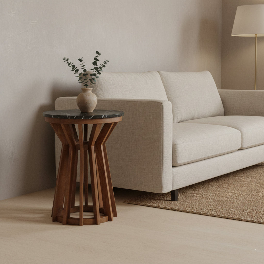 Sarawak Bijzettafel Marmer Wit Raw Materials