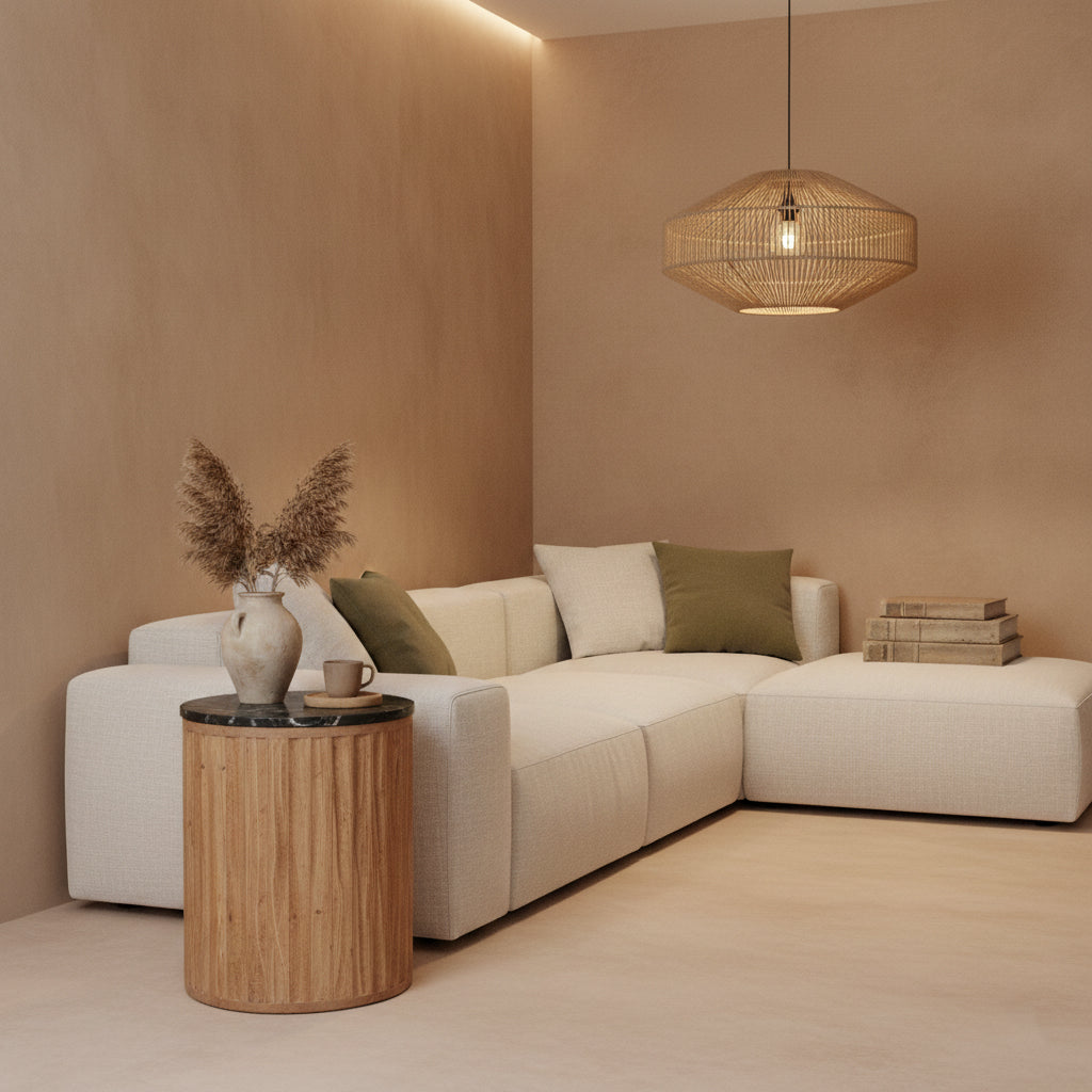 Ronde Bijzettafel Langkawi Marmer Zwart Raw Materials