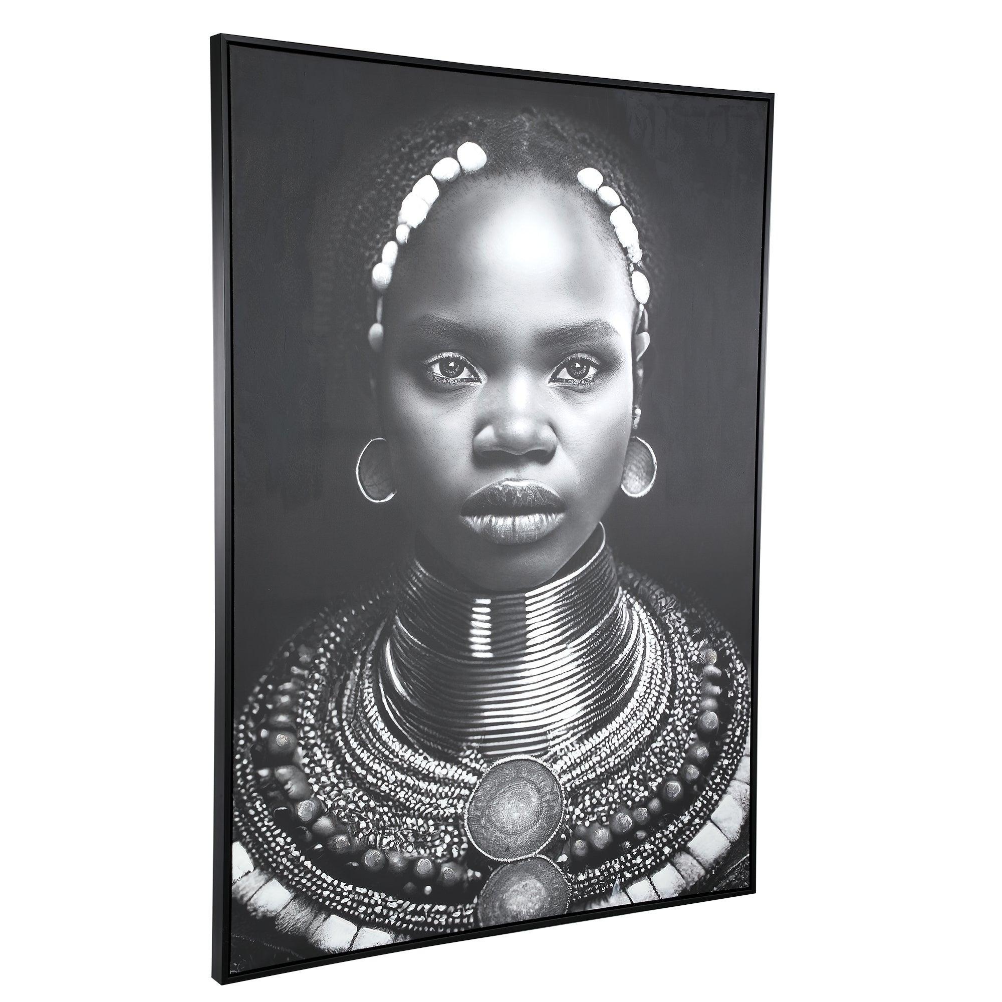 Romaan Black Polyester Painting Woman Large PTMD - Schilderij - PTMD - livinglovely.nl