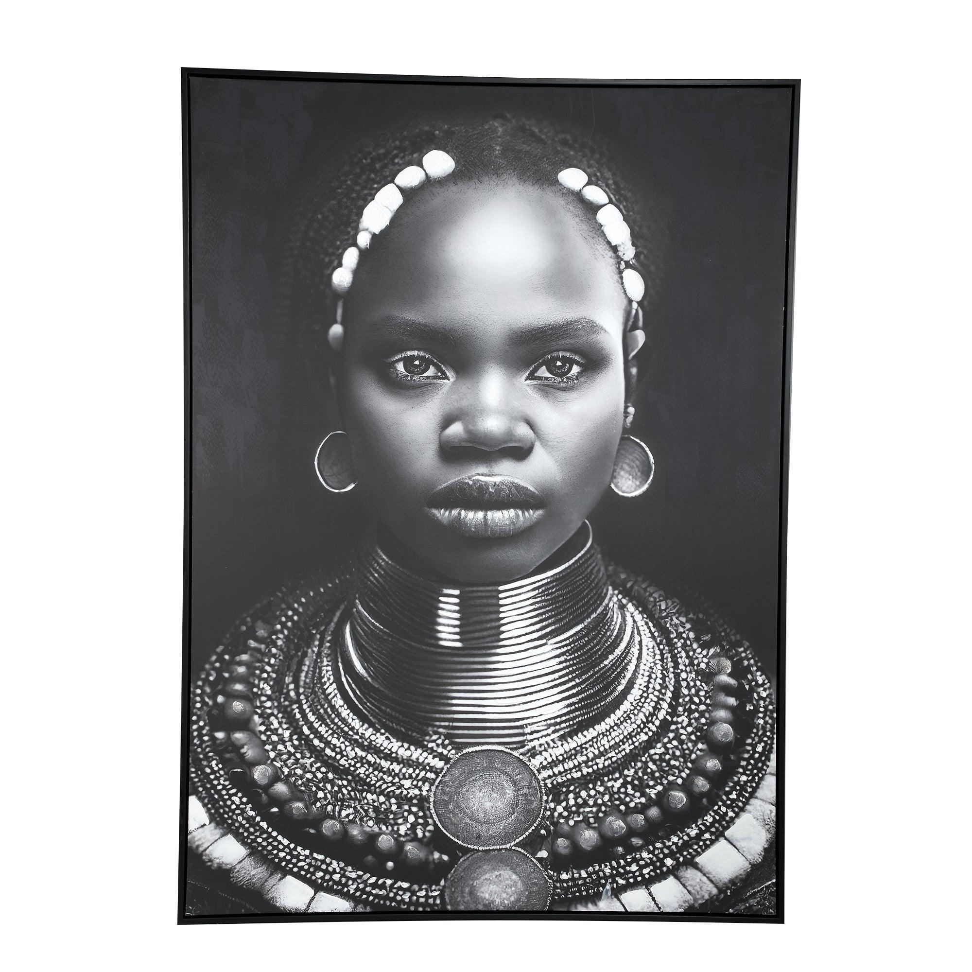 Romaan Black Polyester Painting Woman Large PTMD - Schilderij - PTMD - livinglovely.nl