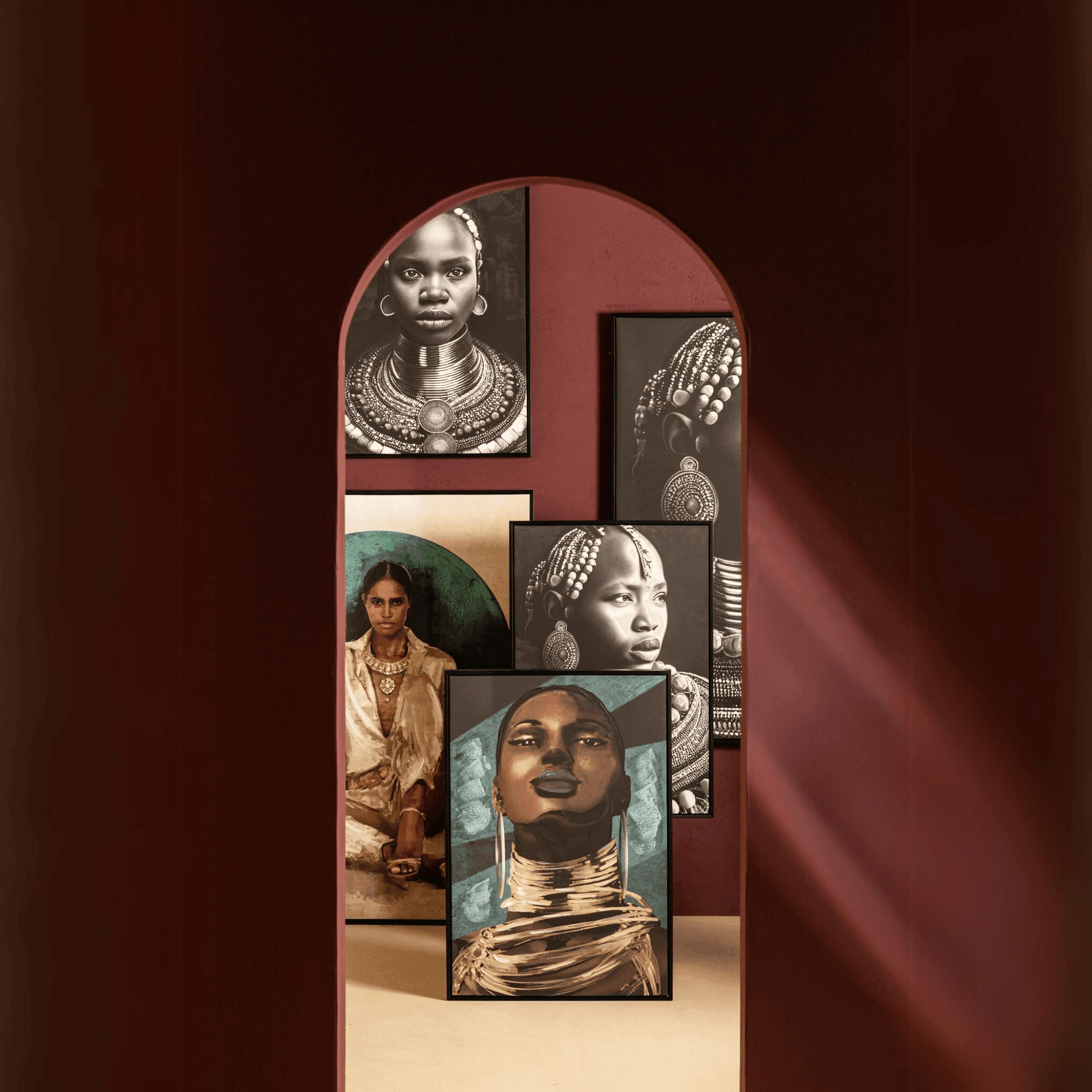 Romaan Black Polyester Painting Woman Large PTMD - Schilderij - PTMD - livinglovely.nl