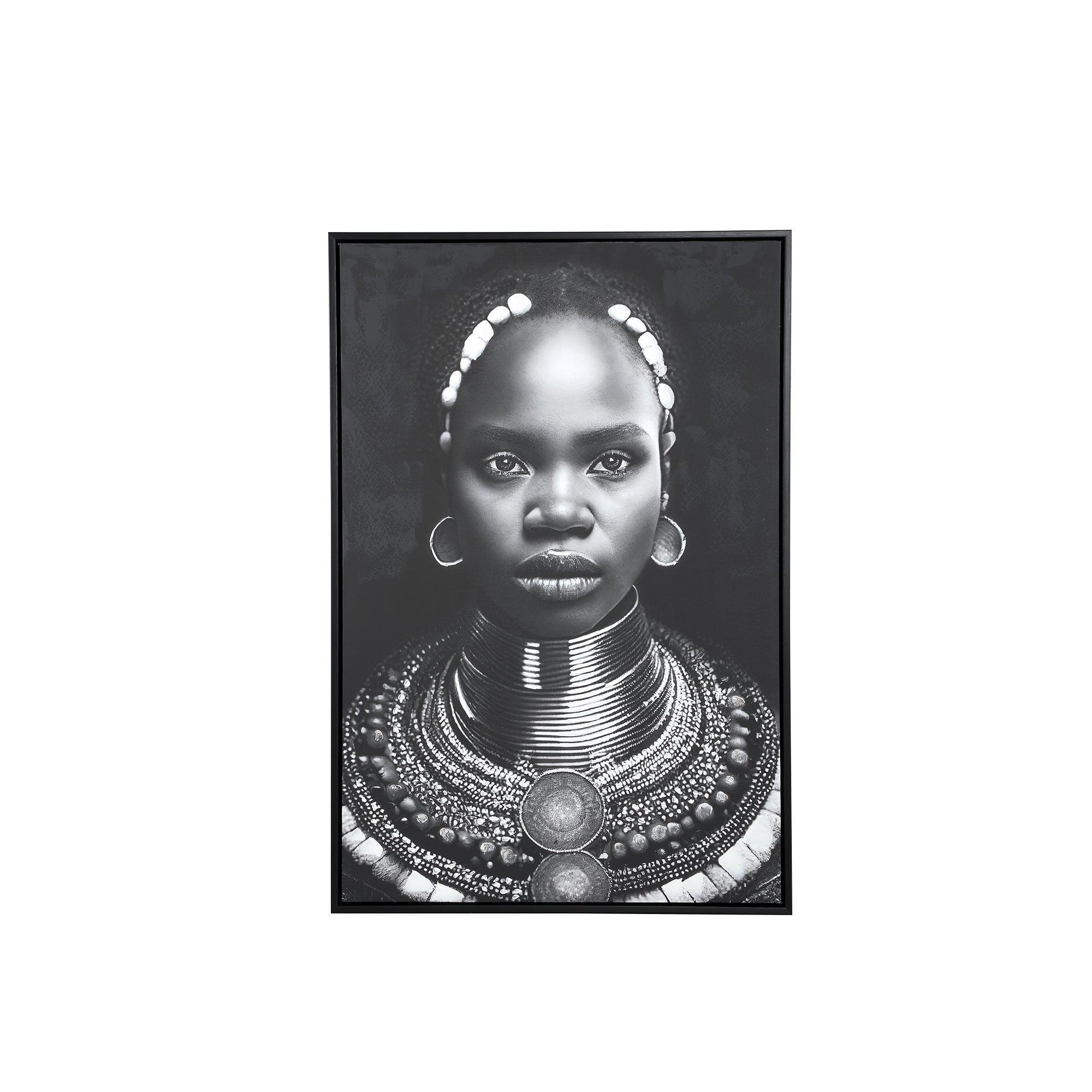 Romaan Black Polyester Painting Woman Small PTMD - Schilderij - PTMD - livinglovely.nl