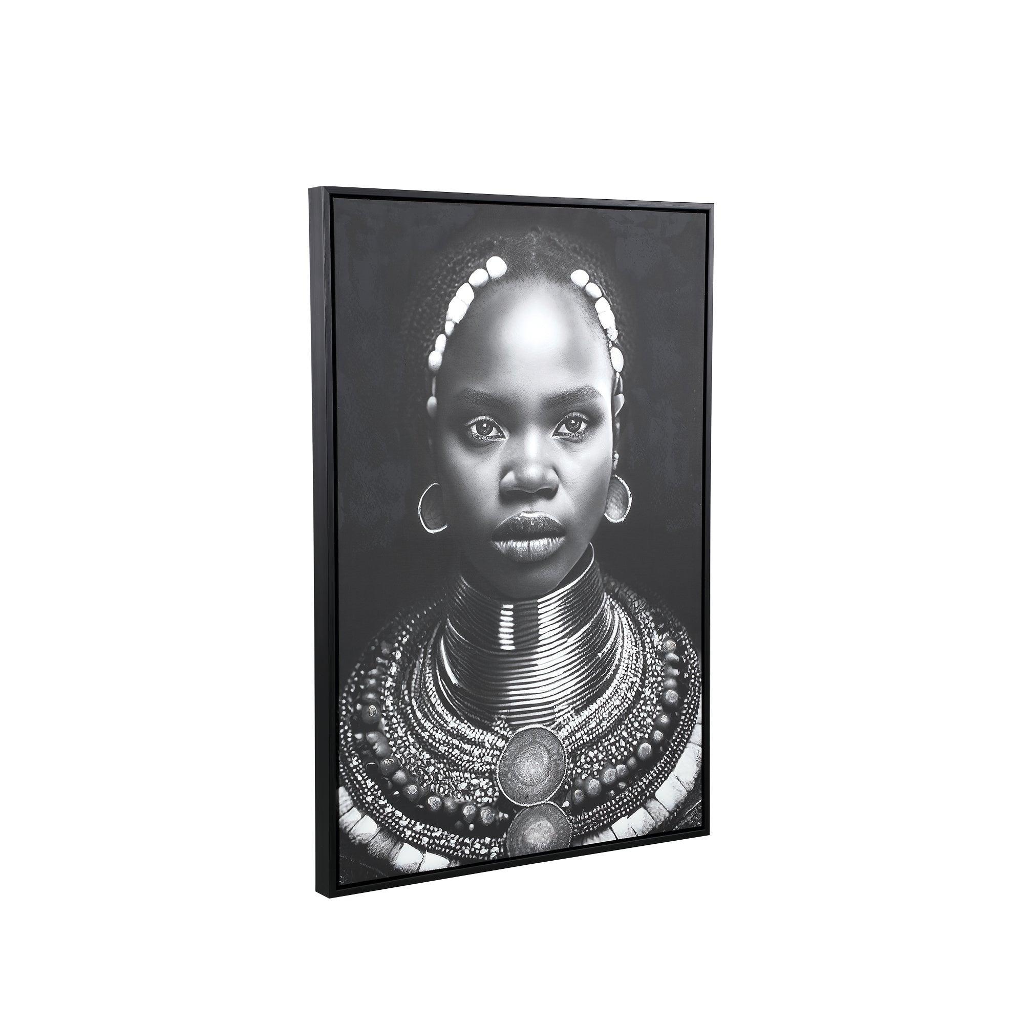 Romaan Black Polyester Painting Woman Small PTMD - Schilderij - PTMD - livinglovely.nl