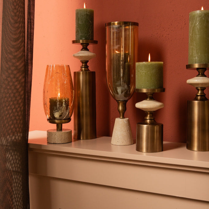 Sajeth Brass luster glass stormlight on base S - Kandelaar - PTMD - livinglovely.nl