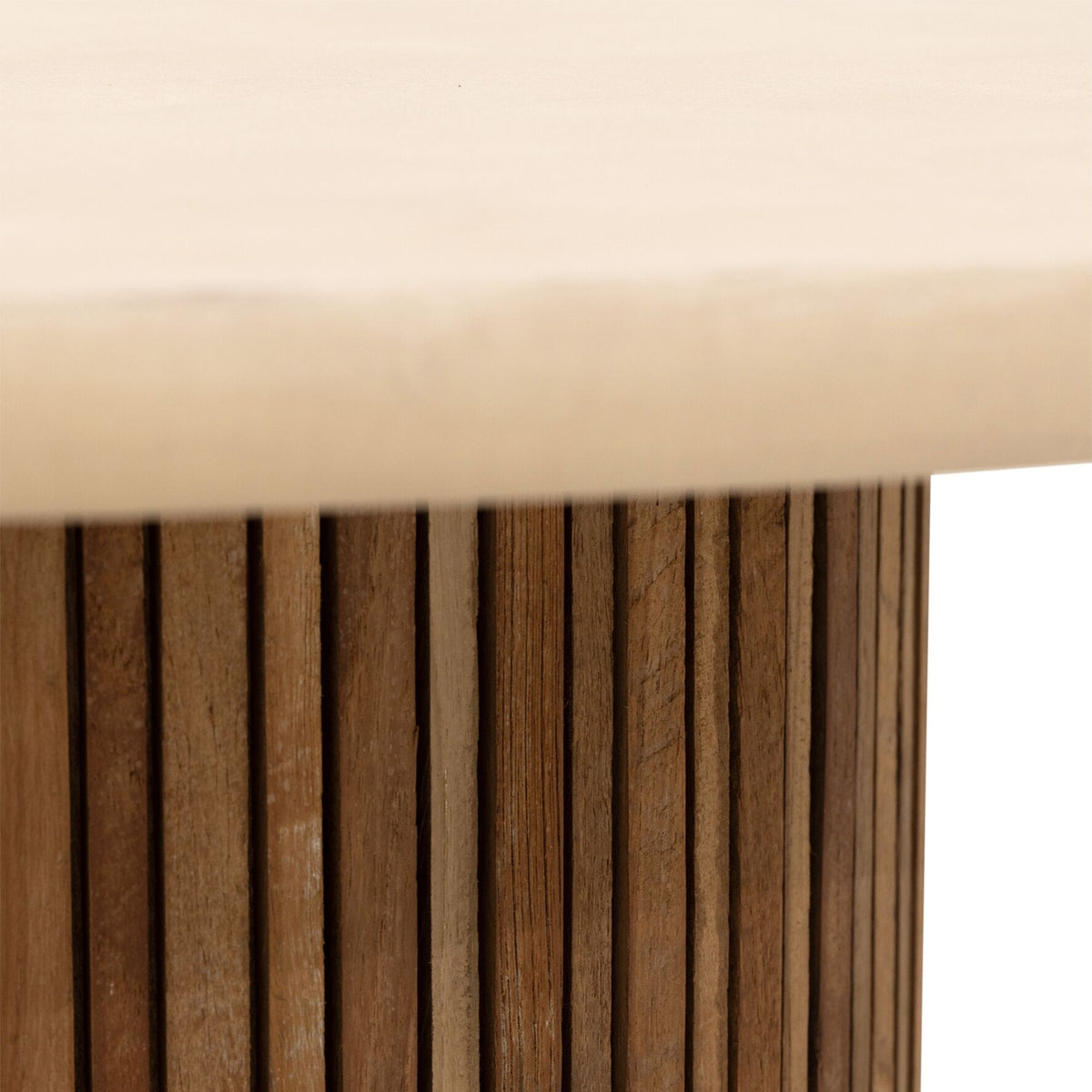 Onderstel met verticale latten van de ronde salontafel Lagoon